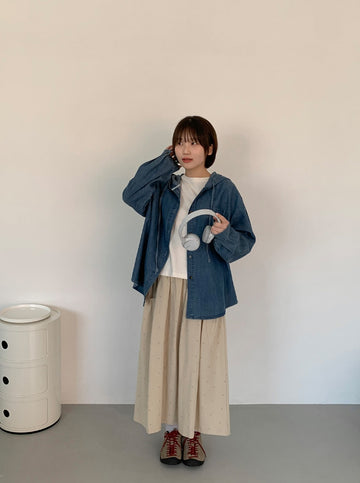 Gini Dot Balloon Long Skirt